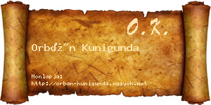 Orbán Kunigunda névjegykártya